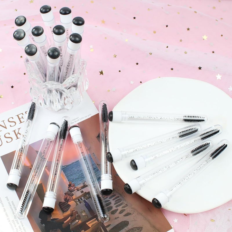 SenRocc 20 Sets Mascara Wands Tube Set Reusable Lash Spoolies Tube Diamond Eyelash Brush Tubes Spoolies Lash Extension Brushes Applicators Makeup Tools (sky-Black) - Image 5